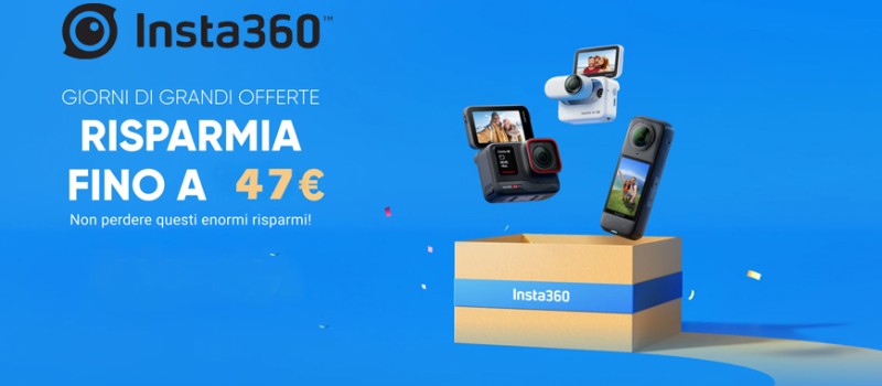 INSTA360 promo sconto in cassa fino a € 47 scade il 18 ottobre 2024