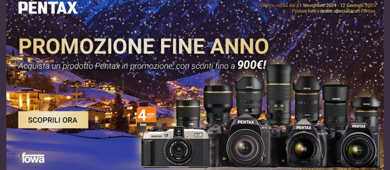 Pentax sconto in cassa fino a € 900 e omaggi scade il 9 febbraio 2025