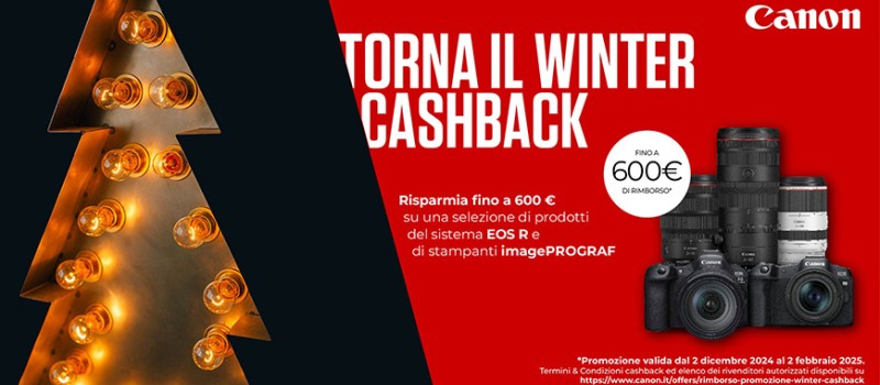 Canon Winter Cashback fino al 2 febbraio 2025