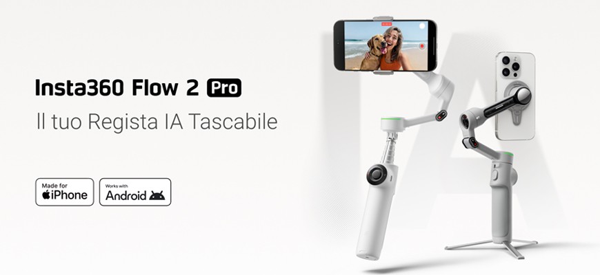 E' arrivato il  nuovo Insta360 Flow 2 Pro: riprese con smartphone d'avanguardia