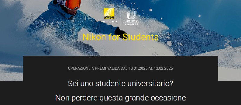 Nikon for Students fino al 13 febbraio 2025