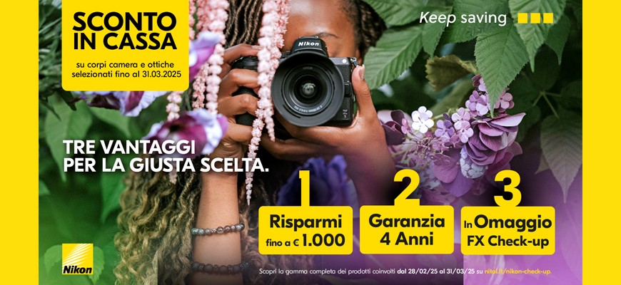 Nikon sconto in cassa fino a € 1.000 scade il 31 marzo 2025